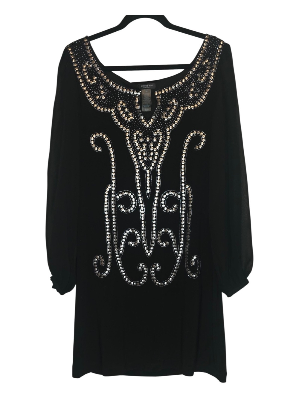 Bisou Bisou Embellished Studded Shift Dress - Size 14 (Excellent Condition)